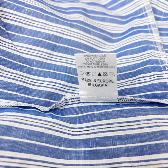 Jarbo Italian Linen Blue Striped Tunic Dress - Picture 9 of 9